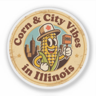 Corn Meets City_ Illinois  kunstwerken Sticker
