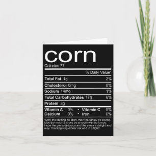 Corn Nutrition Facts Funny Food Thanksgiving Chris Kaart