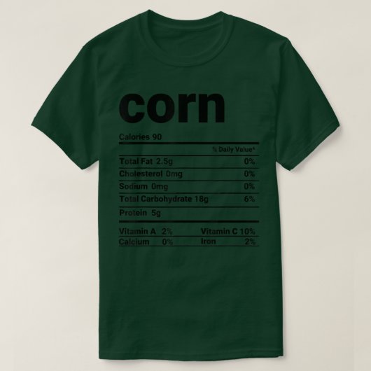 Corn Nutrition Facts Thanksgiving Costume T-shirt (Design voorkant)