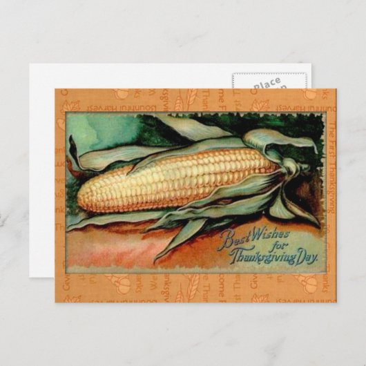 Corn pur : Carte de voeux d'action de grâces Vinta (Devant / Derrière)