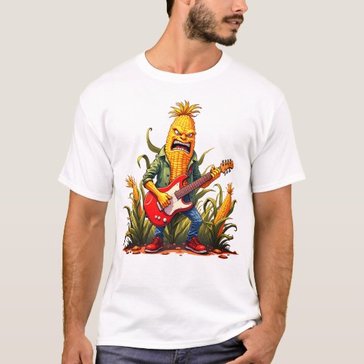 Corn Rockstar Playing Guitar T-shirt (Voorkant)