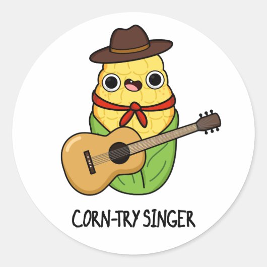 Corn try Singer Funny Corn Pun Ronde Sticker (Voorkant)
