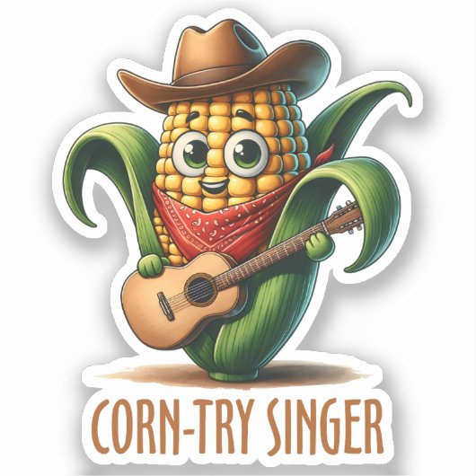 Corn try Singer Funny Corn Pun Sticker (Voorkant)