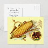 Corn Wishbone & Turkije Thanksgiving Feestdagenkaart (Voorkant / Achterkant)