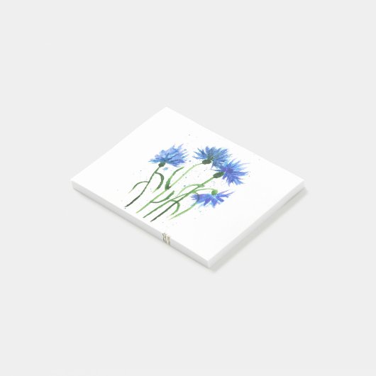 Cornbloemen blauwe bloemen waterverf post-it® notes (Schuin)