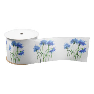 Cornbloemen blauwe bloemen waterverf rotsachtig  lint