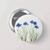 Cornbloemen blauwe bloemen waterverf wilde bloemen ronde button 5,7 cm (Voorkant /achterkant)