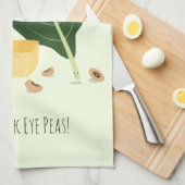 CornBrood Collard Greens Black Eye Peas Characters Theedoek (Quarter Fold)