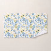 Corne Bleu Jaune Motif Floral Monogramme (Serviette à main)