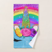 Corne de Licorne Pailletée Face Arc-en-Ciel (Serviette à main)