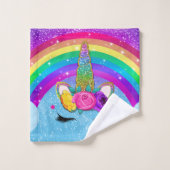Corne de Licorne Pailletée Face Arc-en-Ciel (Gant de toilette)