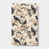 Corneille motif corneille fleurs Badge (Dos)