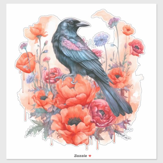 Corneilles avec autocollant de pavot (Feuille)