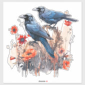 Corneilles avec autocollant de pavot (Feuille)