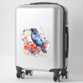 Corneilles avec autocollant de pavot (Sur valise)