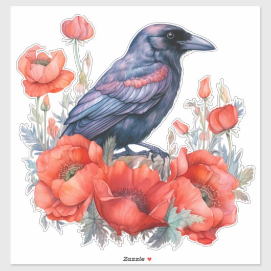 Corneilles avec autocollant de pavot (Feuille)