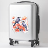 Corneilles avec autocollant de pavot (Sur valise)