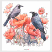 Corneilles avec autocollant de pavot (Feuille)