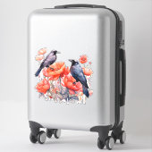 Corneilles avec autocollant de pavot (Sur valise)
