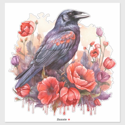 Corneilles avec autocollant de pavot (Feuille)