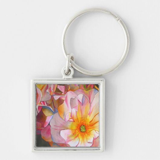 Cornelia pastel roze roze roze waterverf kunst sleutelhanger (Voorkant)