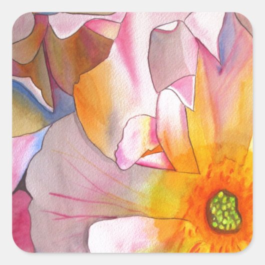 Cornelia pastel roze roze roze waterverf kunst vierkante sticker (Voorkant)