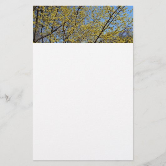 Cornelian Cherry Dogwood en Blue Sky Floral Briefpapier (Voorkant)