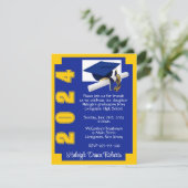 Corner Block Royal Blue & Gold Afstuderen Kaart (Staand voorkant)