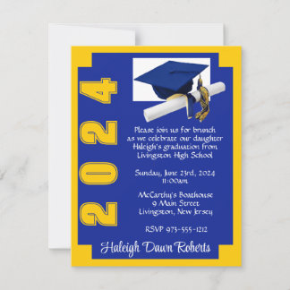 Corner Block Royal Blue & Gold Afstuderen Kaart