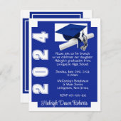 Corner Block Royal Blue & White Afstuderen Kaart (Voorkant / Achterkant)