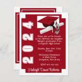 Corner Block Scarlet Red & White Afstuderen Kaart (Voorkant / Achterkant)