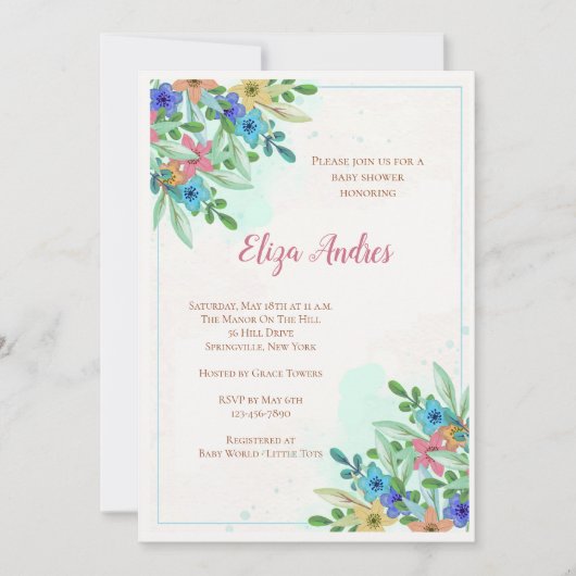 Corner Blossom Invitation Kaart (Voorkant)