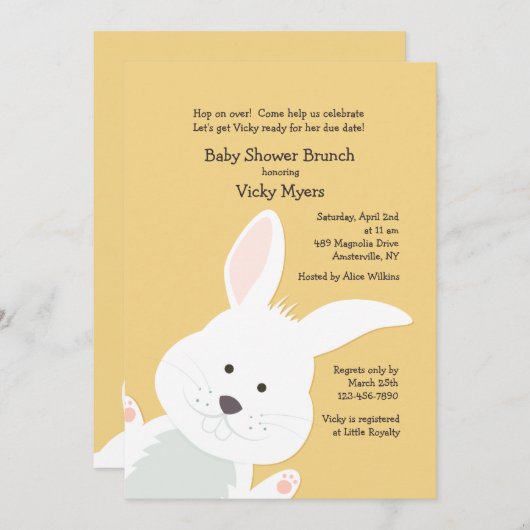 Corner Bunny Uitnodiging (Voorkant / Achterkant)