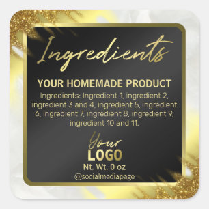 Corner Glitter Black en Gold Ingredient Labels