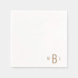 Corner Gold Monogram Simple Modern Font Cocktail Servet