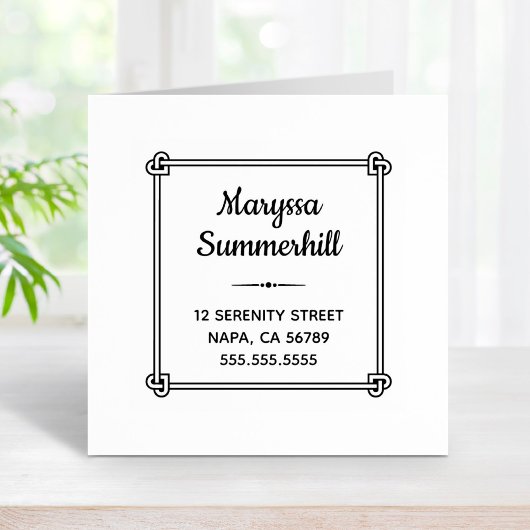 Corner Heart Shaped Knot Lijst Adres Rubberstempel