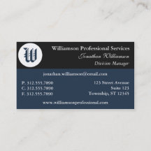 Corner Monogram Blue Visitekaartjes