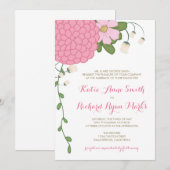Corner Peony Wedding Kaart (Voorkant / Achterkant)