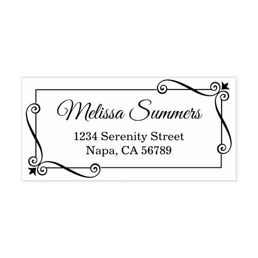 Corner Swirls Lijst retouradres Rubberstempel (Afrduk)