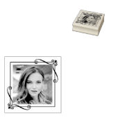 Corner Swirls Square Lijst aangepaste foto Rubberstempel (Gestempeld)