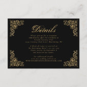  Corners Zwart Goud Bruiloft Details Informatiekaartje (Voorkant)