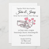 Cornet bruiloft uitnodiging messing muzikanten (Voorkant / Achterkant)