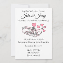 Cornet bruiloft uitnodiging messing muzikanten