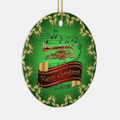 Cornet ~ Musical Scroll ~ Merry Kerst~ * ~ Keramisch Ornament (Rechts)