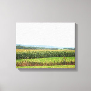 Cornfield Landschap met bomen op Horizon 11x14 Canvas Afdruk