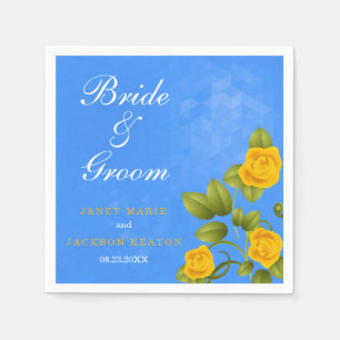 Cornflower Blauw en Marigold Geel Rose Huwelijk Servet