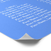 Cornflower Blauw Moderne Wedding Zitting Grafiek Poster (Hoek)