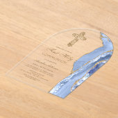 Cornflower Blue Agate First Communion Acryl Uitnodigingen (Laagn)