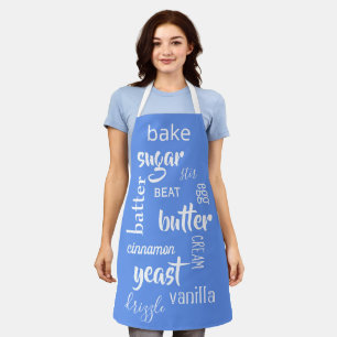 Cornflower Blue Baking Words Schort