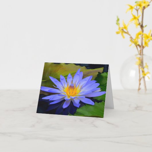 Cornflower Blue Big Water Lily Note Cartes de voeu (Fleur jaune)
